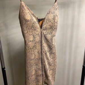Womens Faux Leather Snakeskin Mini Dress